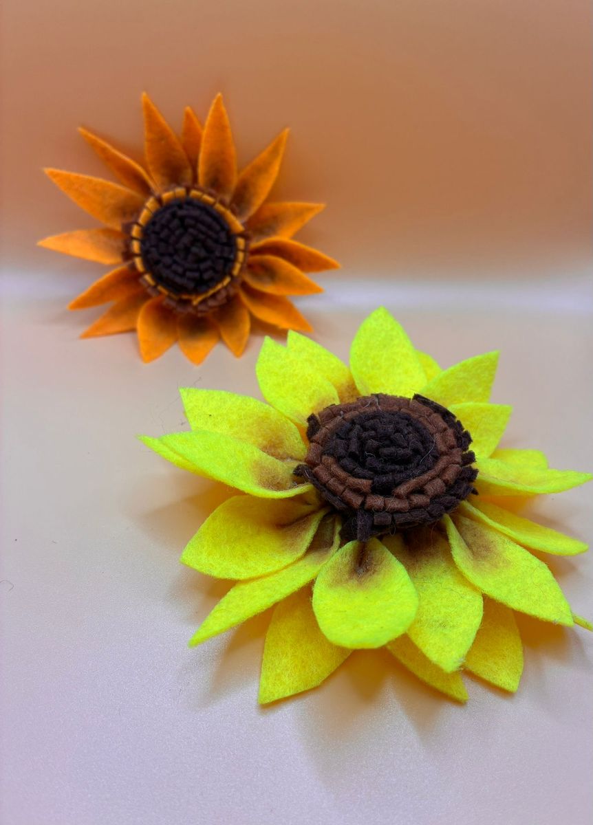 Felt sunflower pin brooches