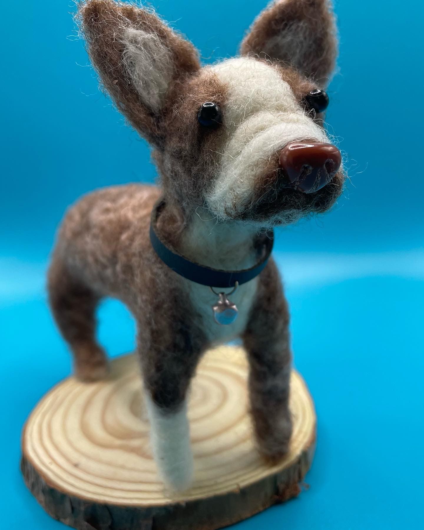 Needle felt brown and white dog