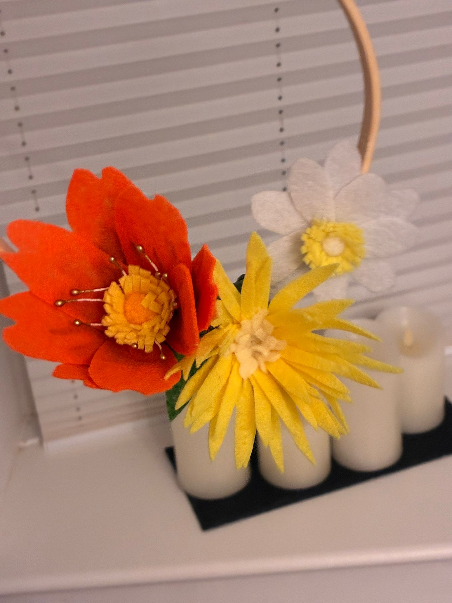Felt flowers on hoop