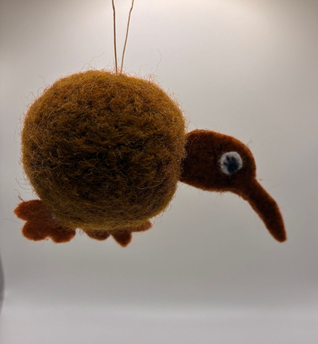 Needle felt hanging kiwi bird