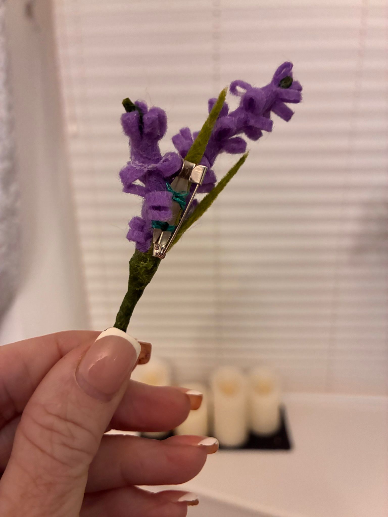Felt lavender brooch